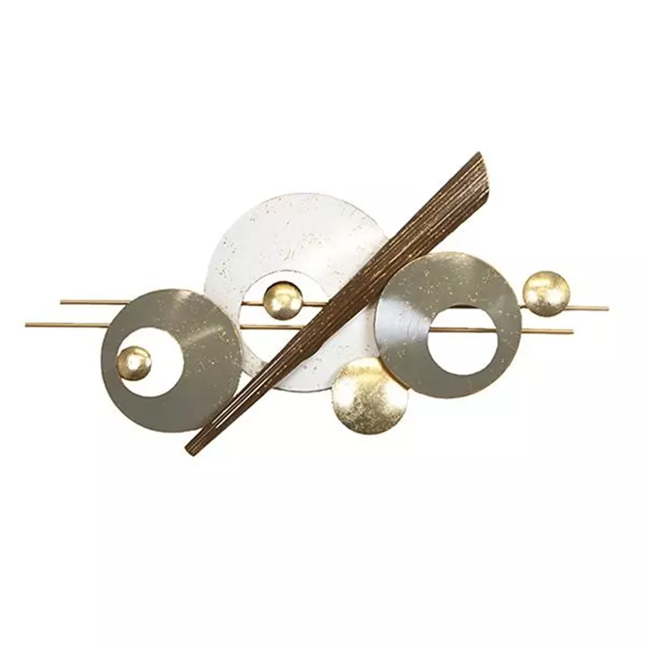 ΔΙΑΚΟΣΜΗΤΙΚΟ ΤΟΙΧΟΥ ΚΥΚΛΟΙ ΜΕΤΑΛΛΙΚΟ ΚΑΦΕ - ΓΚΡΙ - ΛΕΥΚΟ - ΧΡΥΣΟ 98x7.5x51cm