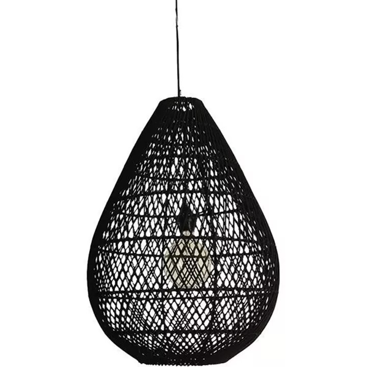 ΦΩΤΙΣΤΙΚΟ ΚΡΕΜΑΣΤΟ ΜΟΝΟΦΩΤΟ Ε27 MAX 60W 370X500mm RATTAN  ΜΑΥΡΟ ARTE ILLUMINA KAI